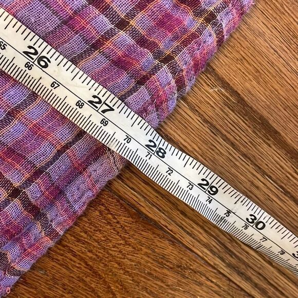 Sanctuary purple plaid cotton popover blouse size small - Picture 8 of 11